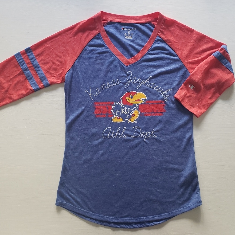 Champion Kansas Jayhawks Raglan Baseball T-shirt